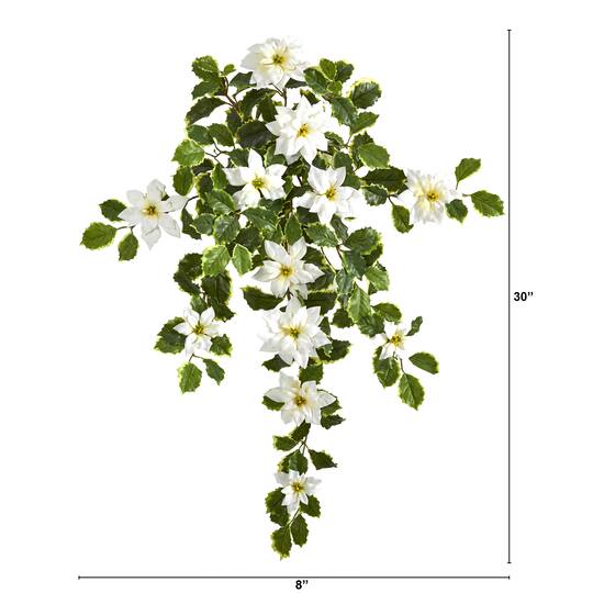30” Real Touch Poinsettia and Variegated Holly Artificial Plant Set